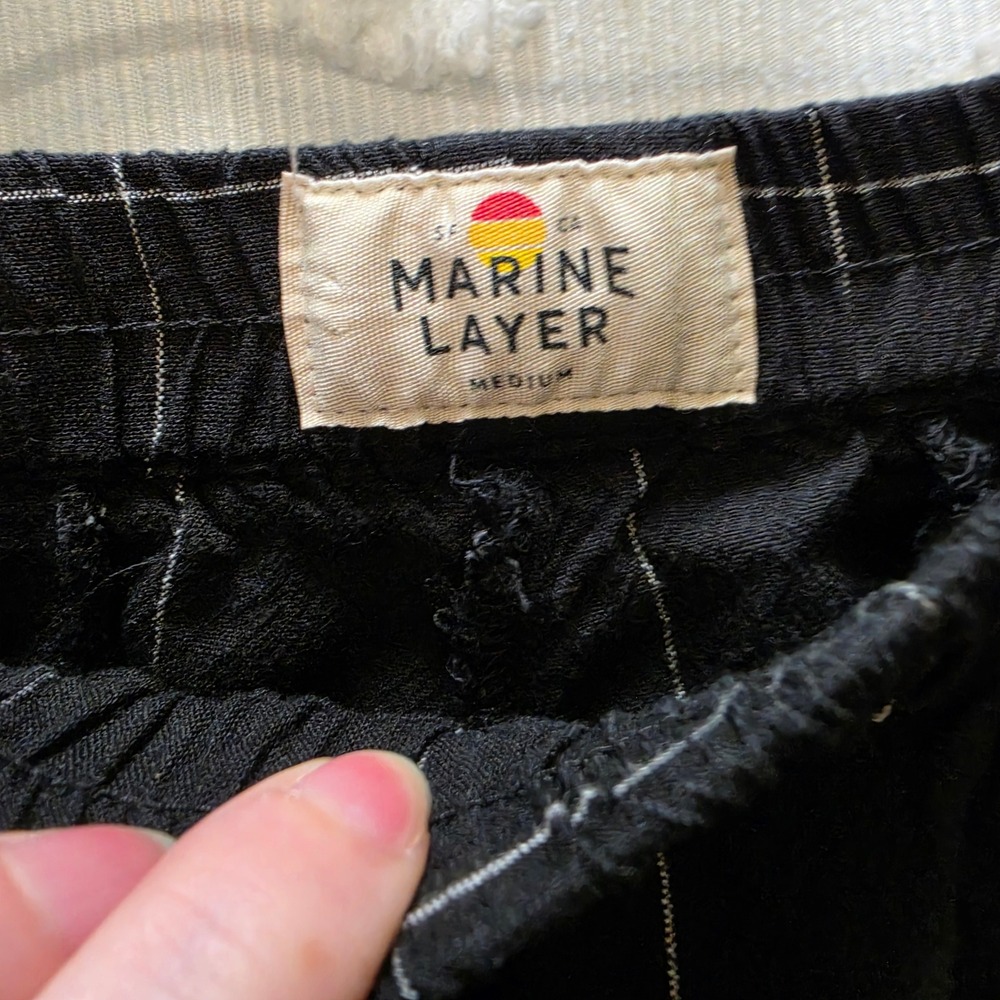 Marine Layer Allison Tencel Pants Black Windowpane Womens Medium - Picture 3 of 10
